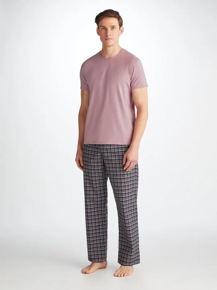 Derek Rose Short Sleeve TShirts Men TShirt Basel Micro Modal Stretch Mauve