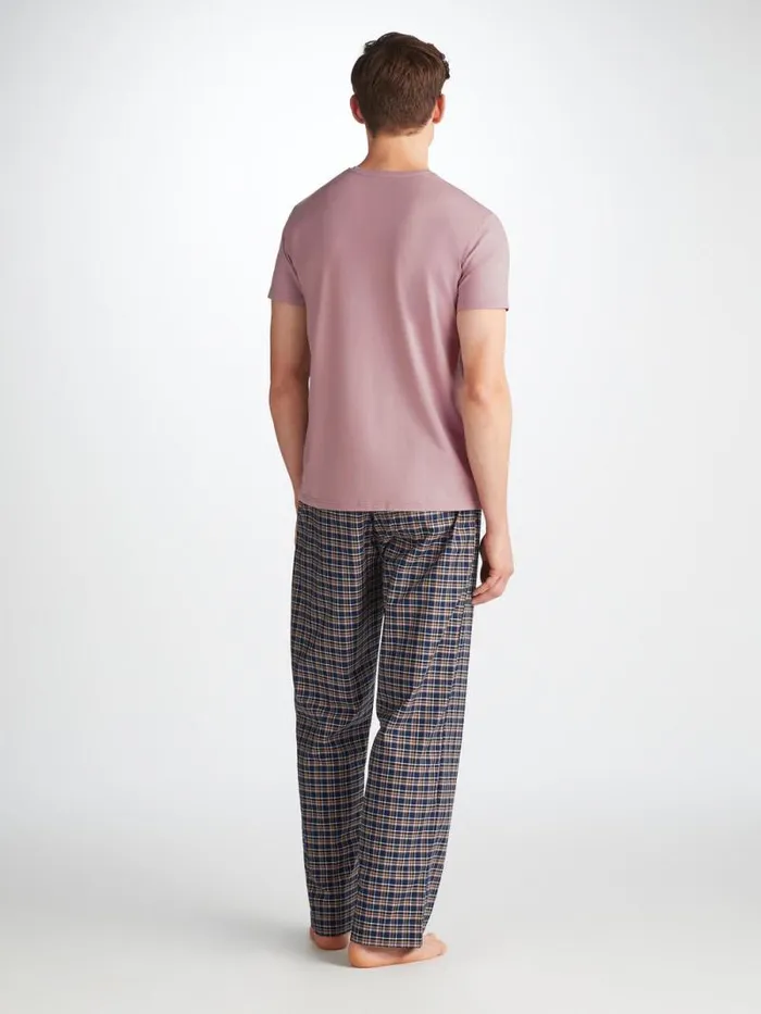 Derek Rose Short Sleeve TShirts Men TShirt Basel Micro Modal Stretch Mauve