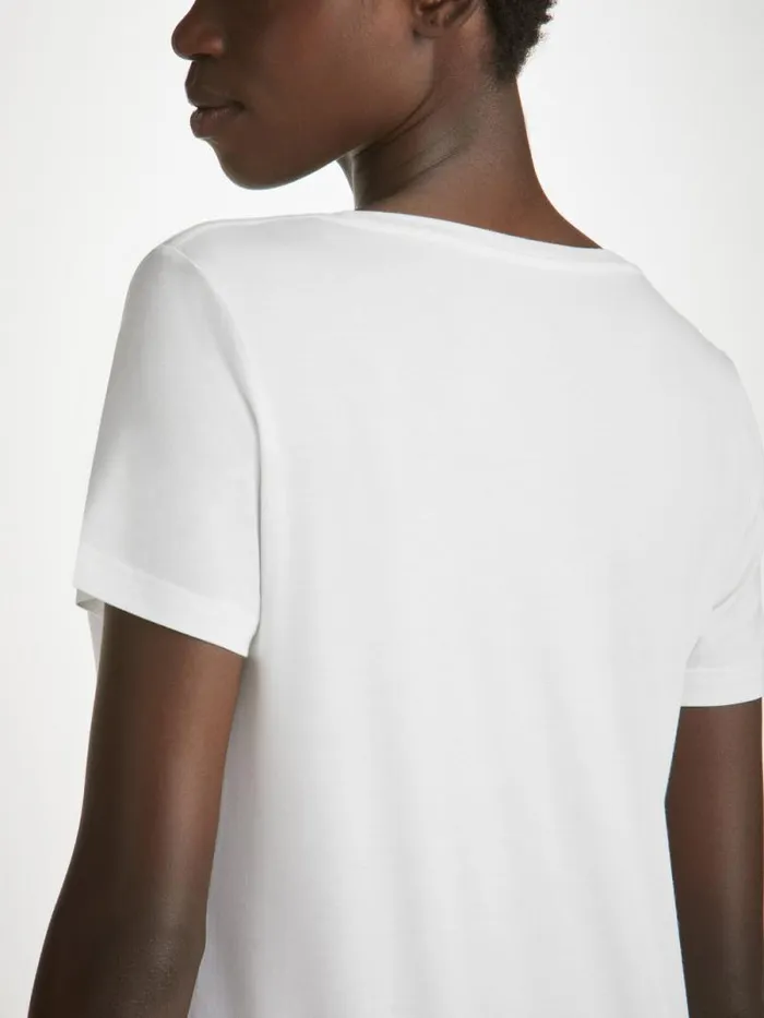 Derek Rose Short Sleeve TShirts Women VNeck TShirt Lara Micro Modal Stretch White