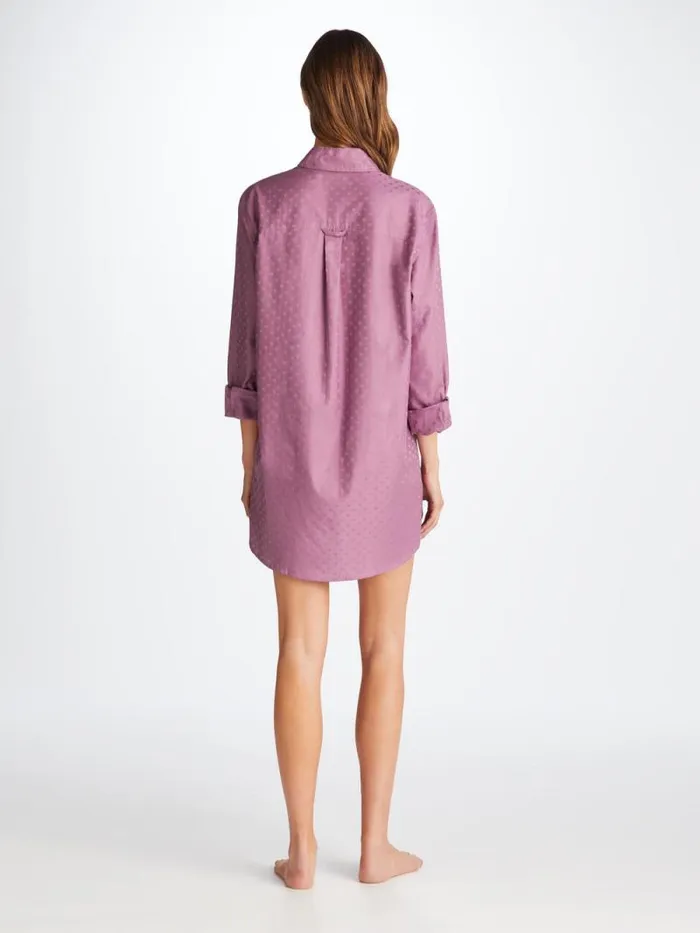 Derek Rose Sleep Shirts Women Nightshirt Kate 10 Cotton Jacquard Purple