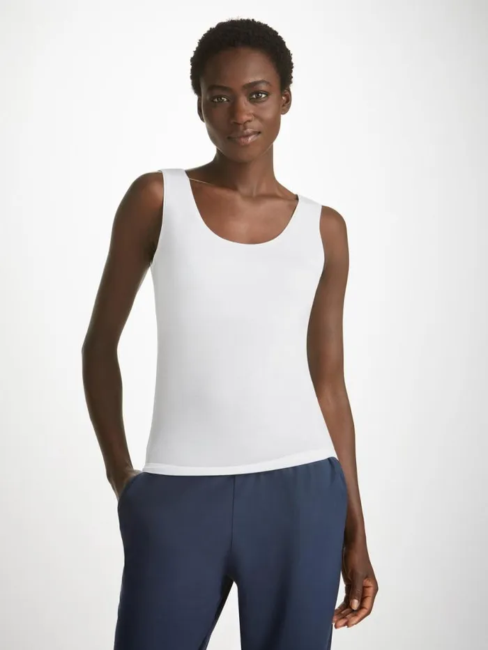 Derek Rose Tank Tops Women Support Vest Lara Micro Modal Stretch White