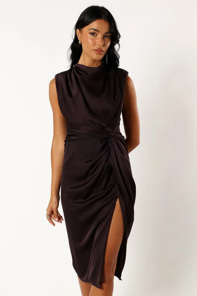 Dina Midi Dress Black Coffee Event Dresses Petal and Pup Women