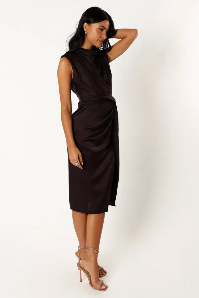 Dina Midi Dress Black Coffee Event Dresses Petal and Pup Women