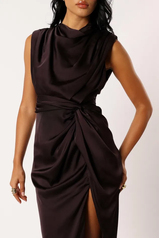 Dina Midi Dress Black Coffee Event Dresses Petal and Pup Women