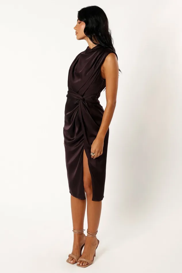 Dina Midi Dress Black Coffee Event Dresses Petal and Pup Women