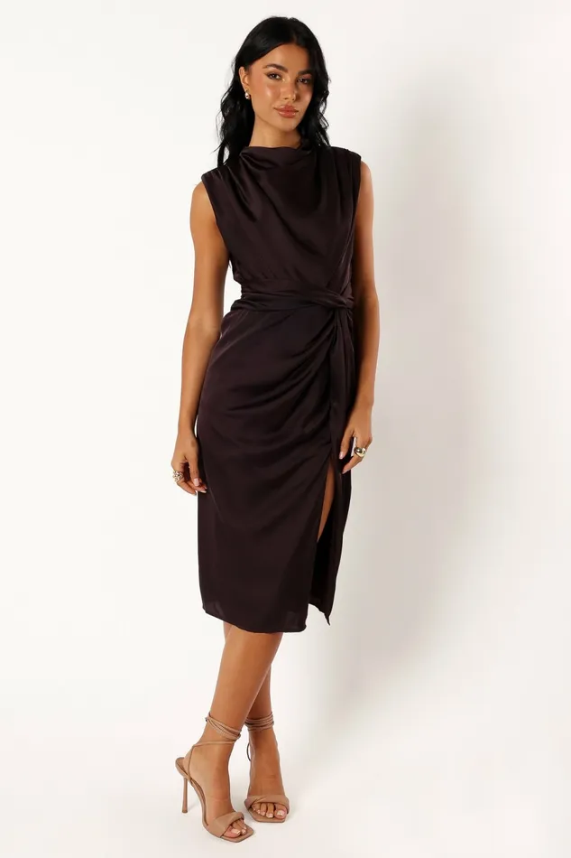 Dina Midi Dress Black Coffee Event Dresses Petal and Pup Women
