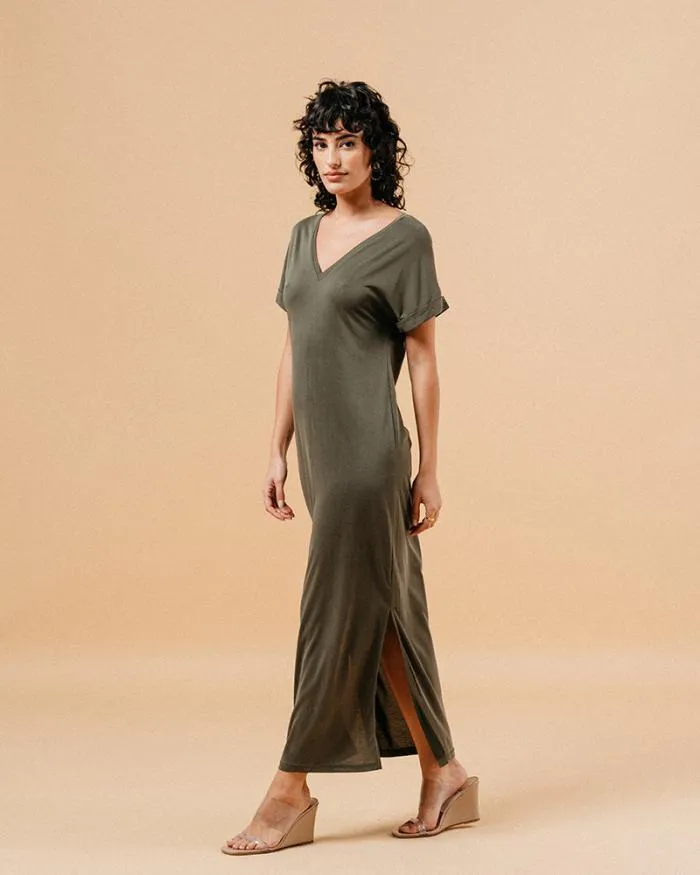 DRESS KAKI MARGAUX Shop Grace and Mila Long Dresses