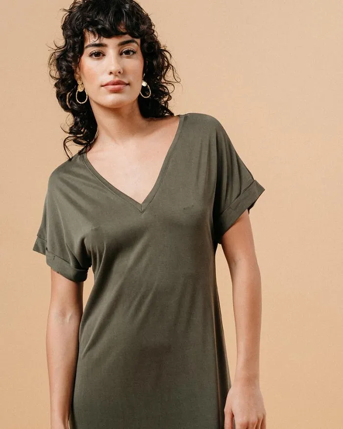 DRESS KAKI MARGAUX Shop Grace and Mila Long Dresses