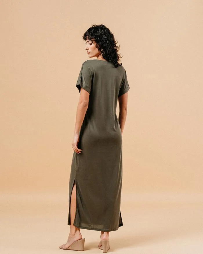 DRESS KAKI MARGAUX Shop Grace and Mila Long Dresses