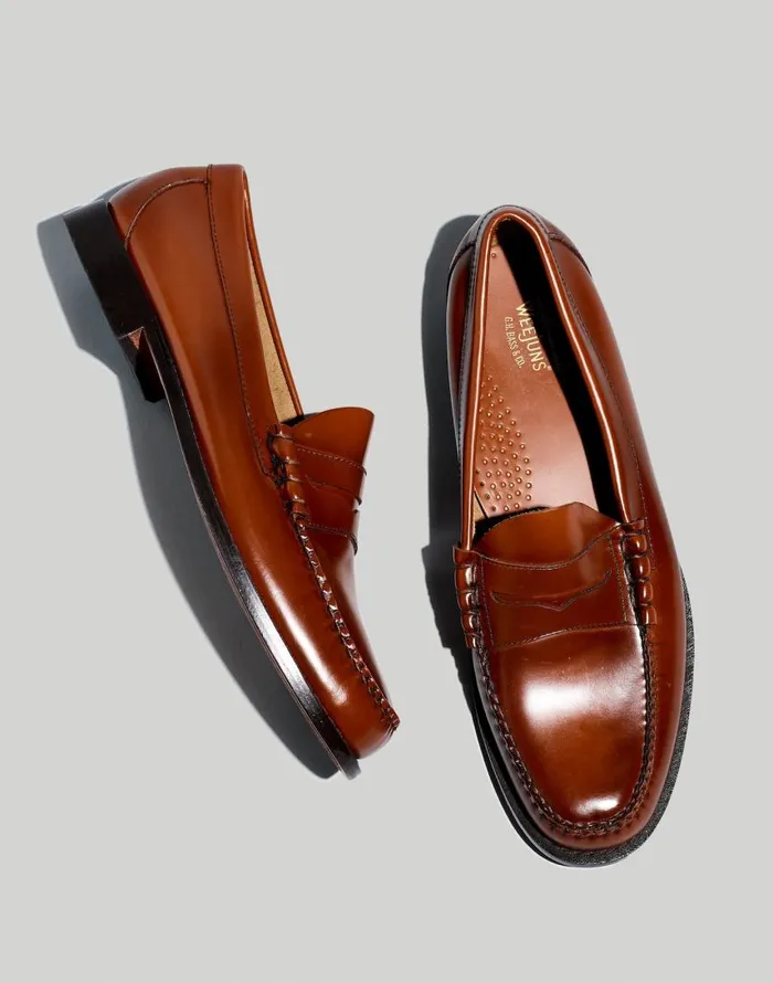 Dress Shoes and Loafers Men Madewell GHBASS Weejuns Penny Loafers Brown
