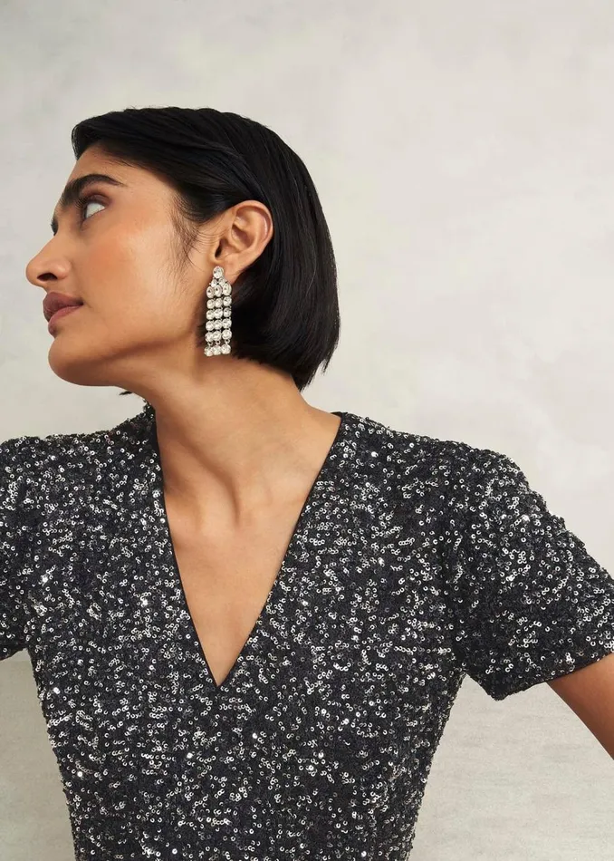 Dresses and Jumpsuits Women HOBBS Tatiana Sequin Dress Black Silver