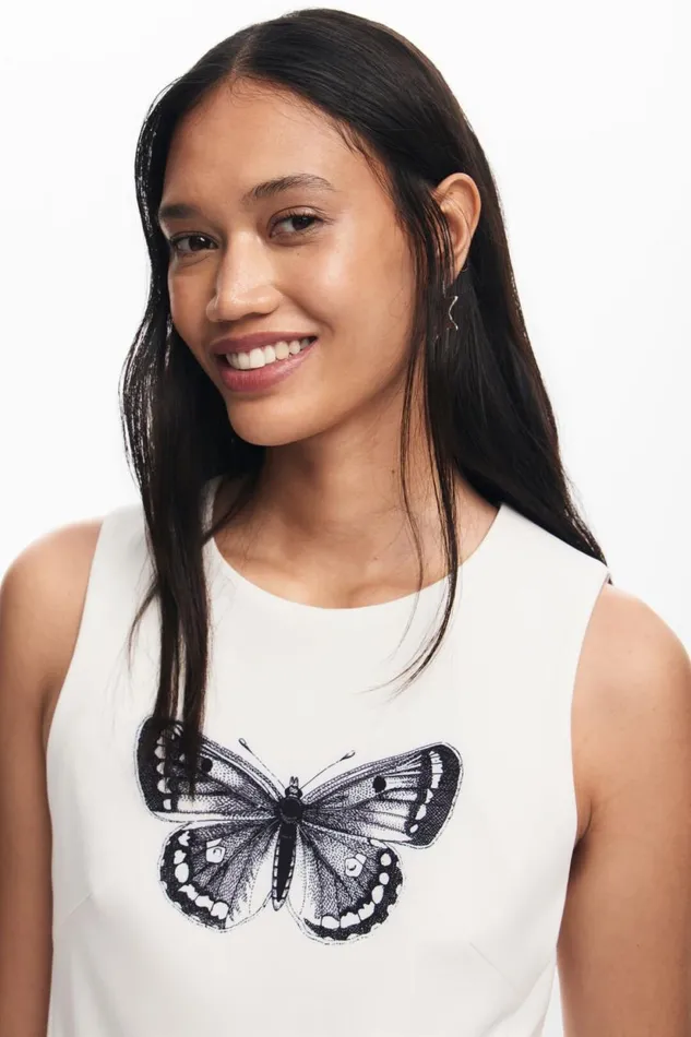 Dresses And Jumpsuits Women Desigual Butterfly Dress White