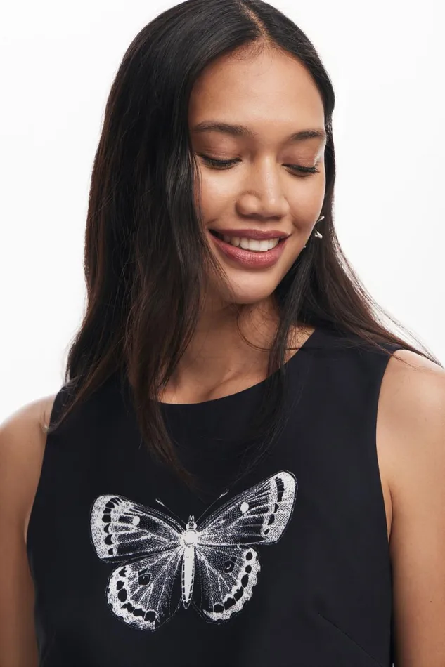 Dresses And Jumpsuits Women Desigual Butterfly Mini Dress Black