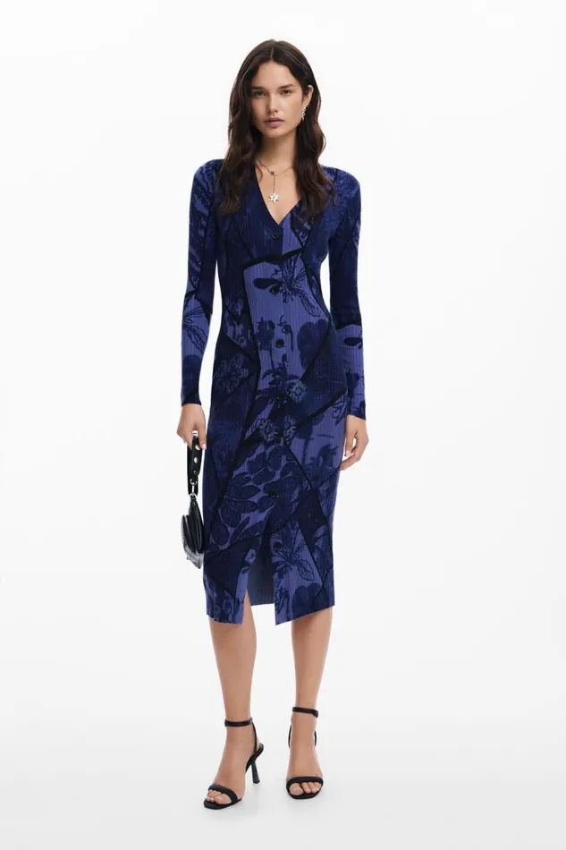 Dresses And Jumpsuits Women Desigual Floral Midi Dress Blue