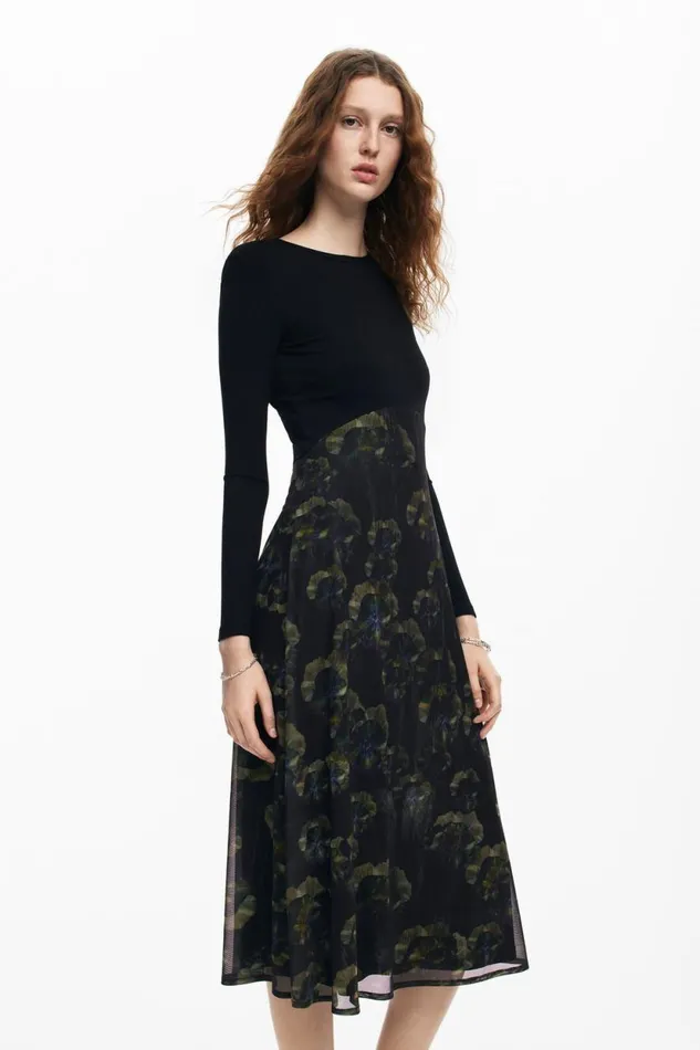 Dresses And Jumpsuits Women Desigual Floral Midi Dress M Christian Lacroix Black