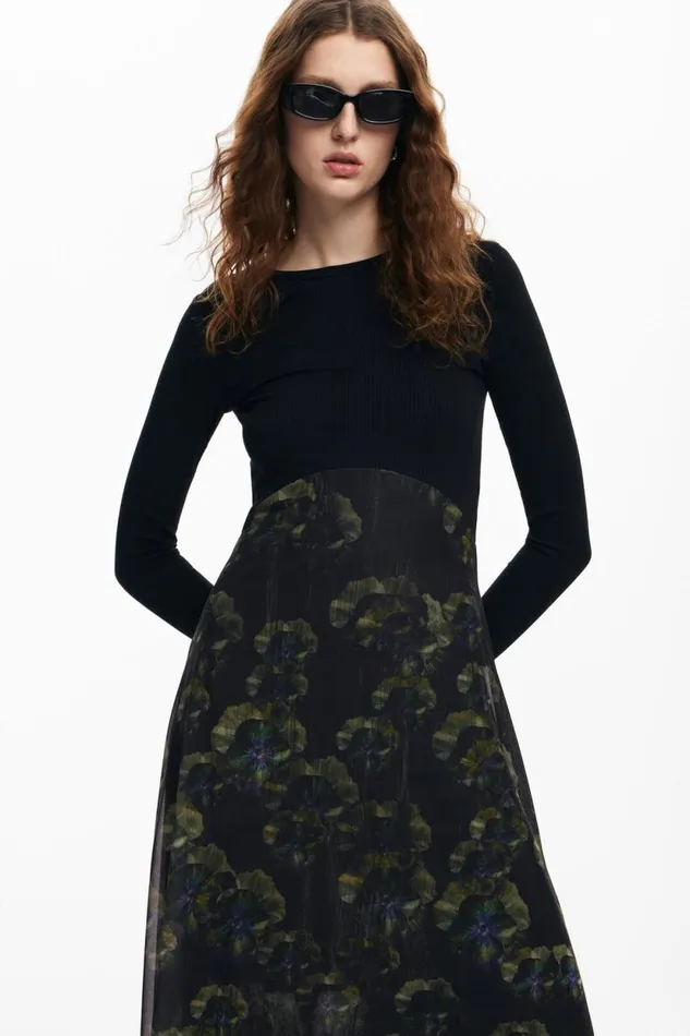 Dresses And Jumpsuits Women Desigual Floral Midi Dress M Christian Lacroix Black