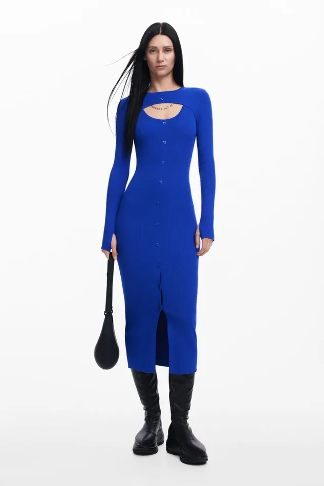 Dresses And Jumpsuits Women Desigual Maitrepierre Cutout Dress Blue