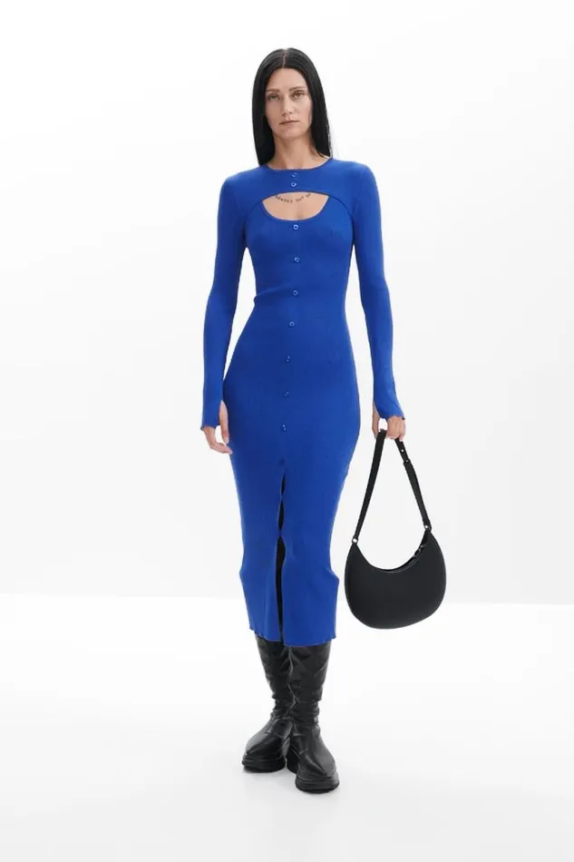 Dresses And Jumpsuits Women Desigual Maitrepierre Cutout Dress Blue