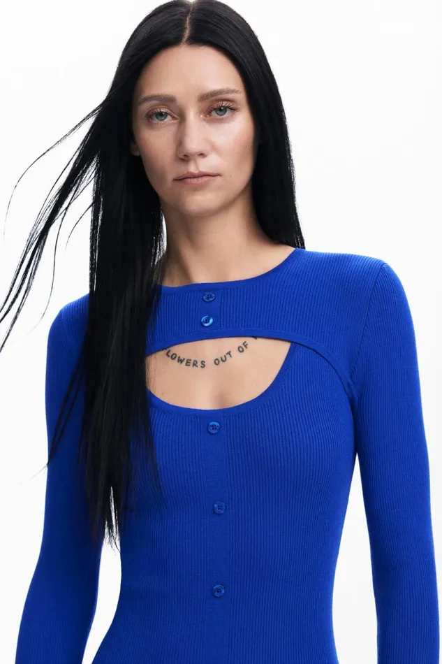Dresses And Jumpsuits Women Desigual Maitrepierre Cutout Dress Blue