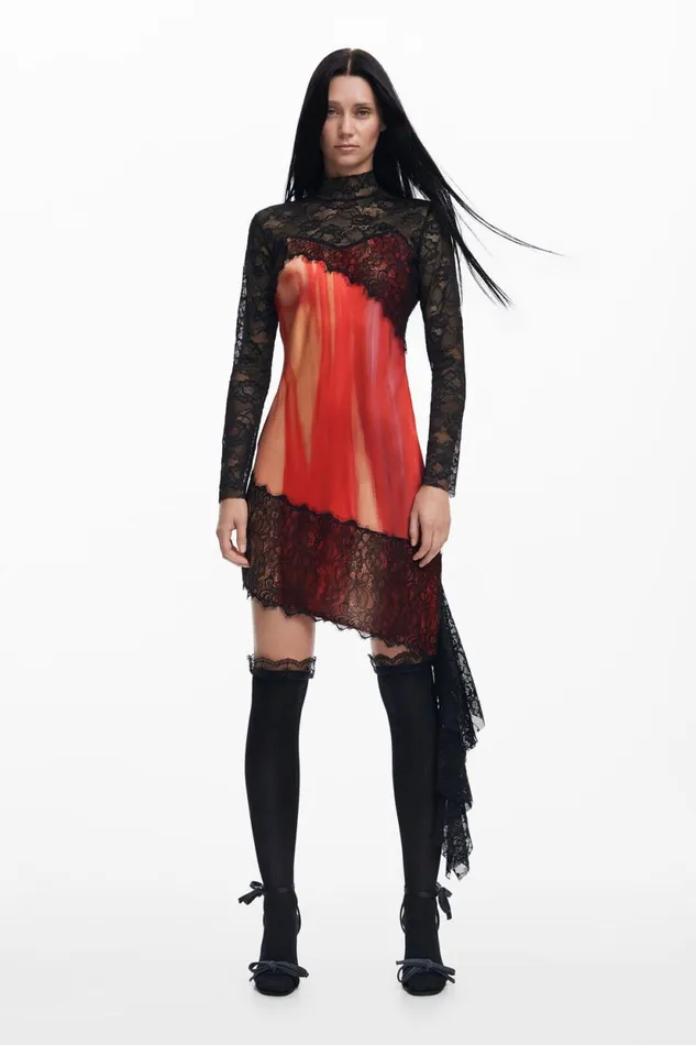 Dresses And Jumpsuits Women Desigual Mara Escot Combined Dress Red
