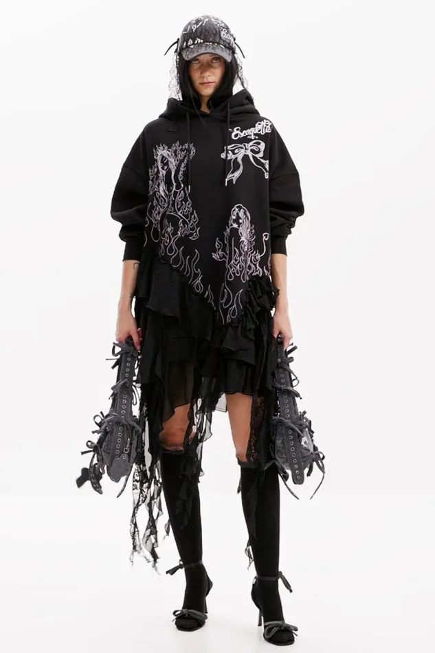 Dresses And Jumpsuits Women Desigual Mara Escot Hooded Dress Black