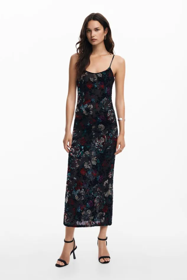 Dresses And Jumpsuits Women Desigual Mesh Combo Dress Black
