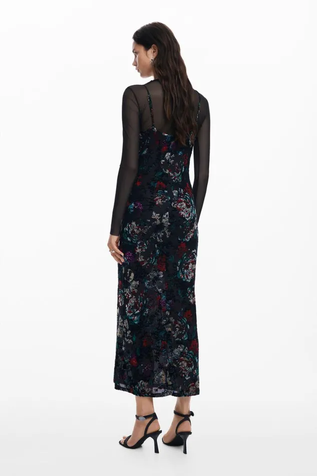 Dresses And Jumpsuits Women Desigual Mesh Combo Dress Black