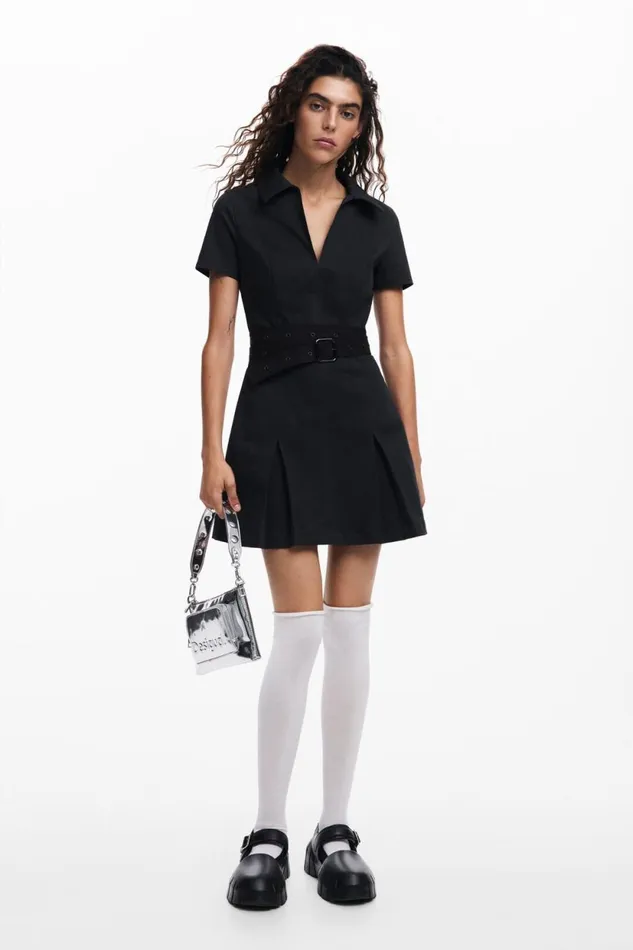 Dresses And Jumpsuits Women Desigual Pleated Skirt Dress Black