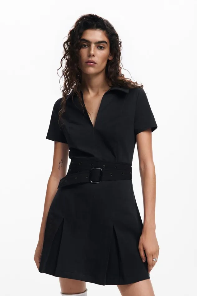 Dresses And Jumpsuits Women Desigual Pleated Skirt Dress Black