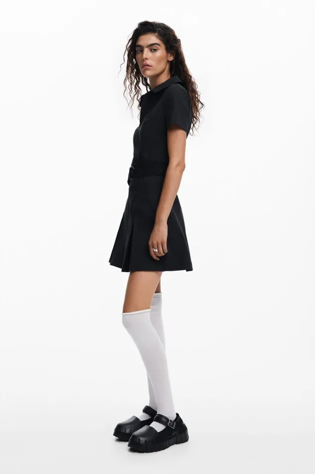 Dresses And Jumpsuits Women Desigual Pleated Skirt Dress Black