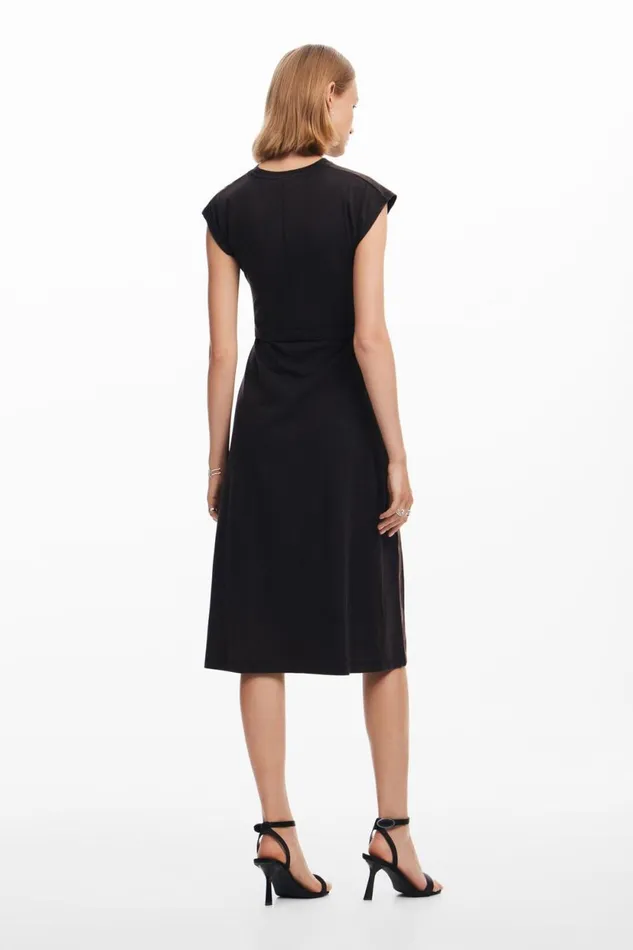 Dresses And Jumpsuits Women Desigual Ruched Midi Dress Black