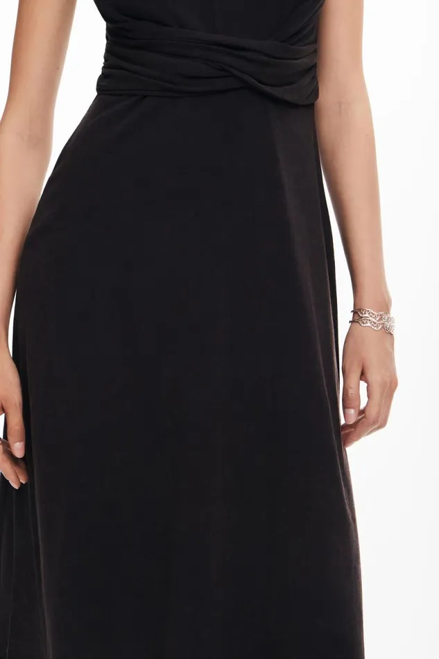Dresses And Jumpsuits Women Desigual Ruched Midi Dress Black