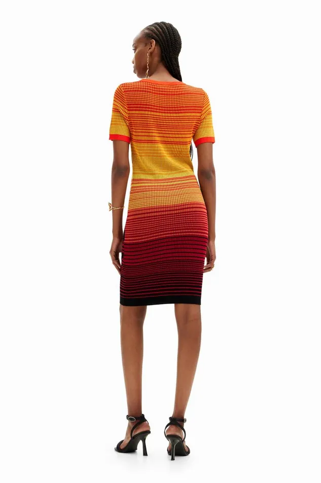 Dresses And Jumpsuits Women Desigual Short Knit Palm Tree Dress Red