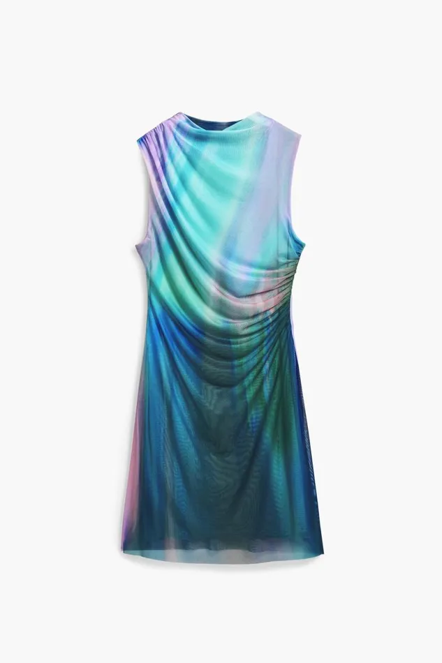 Dresses And Jumpsuits Women Desigual Tulle Dress With Gradient Effect Green