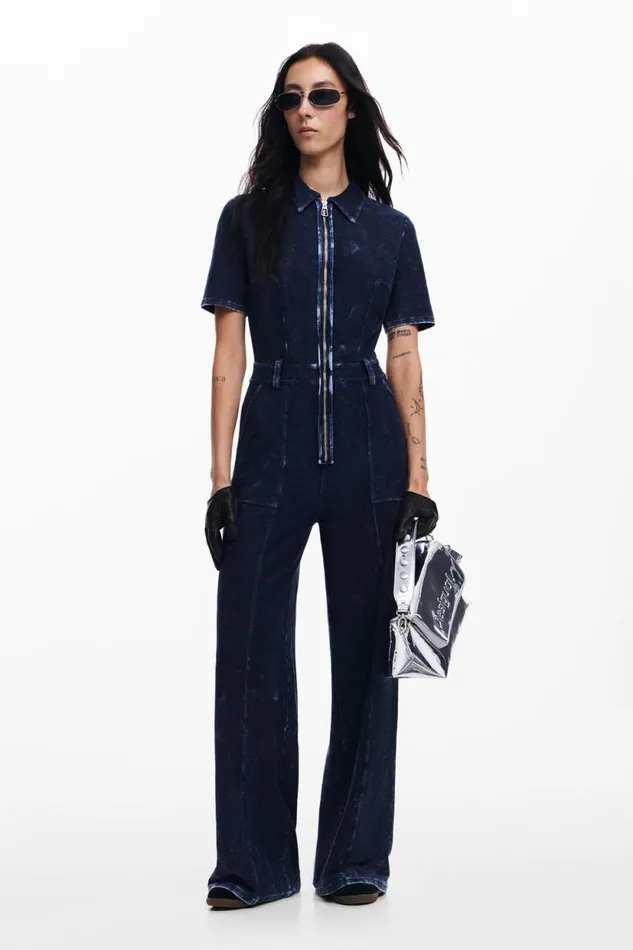 Dresses And Jumpsuits Women Desigual Washedeffect Denim Jumpsuit Blue