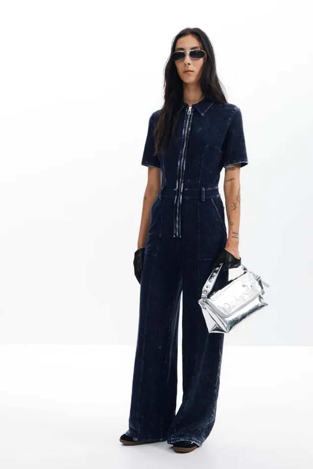 Dresses And Jumpsuits Women Desigual Washedeffect Denim Jumpsuit Blue