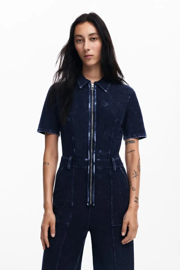 Dresses And Jumpsuits Women Desigual Washedeffect Denim Jumpsuit Blue