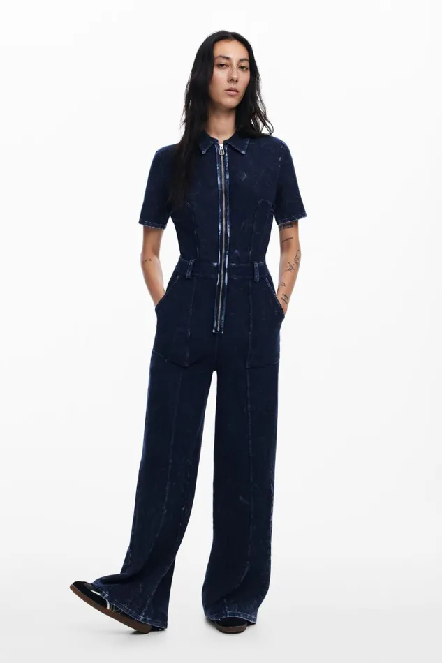 Dresses And Jumpsuits Women Desigual Washedeffect Denim Jumpsuit Blue