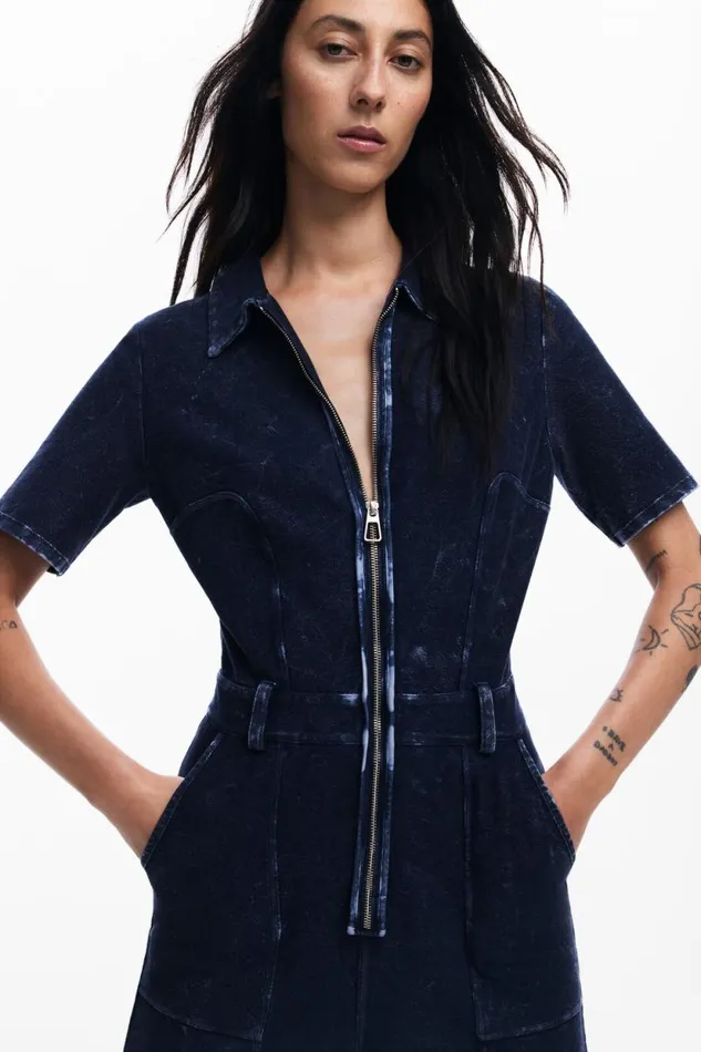 Dresses And Jumpsuits Women Desigual Washedeffect Denim Jumpsuit Blue