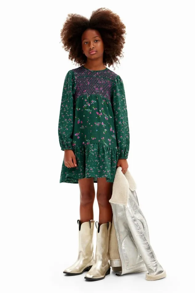 Dresses Kids Desigual Floral Shirt Dress Green