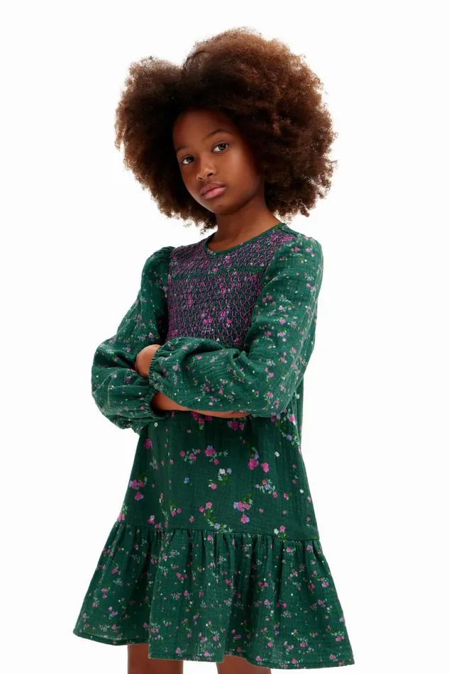 Dresses Kids Desigual Floral Shirt Dress Green
