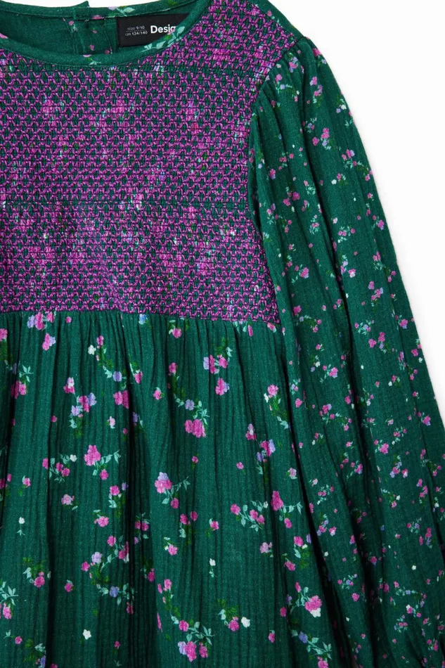 Dresses Kids Desigual Floral Shirt Dress Green