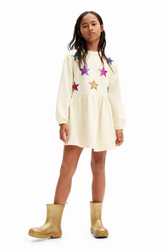 Dresses Kids Desigual Star Dress Sweatshirt White