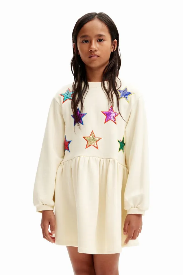 Dresses Kids Desigual Star Dress Sweatshirt White