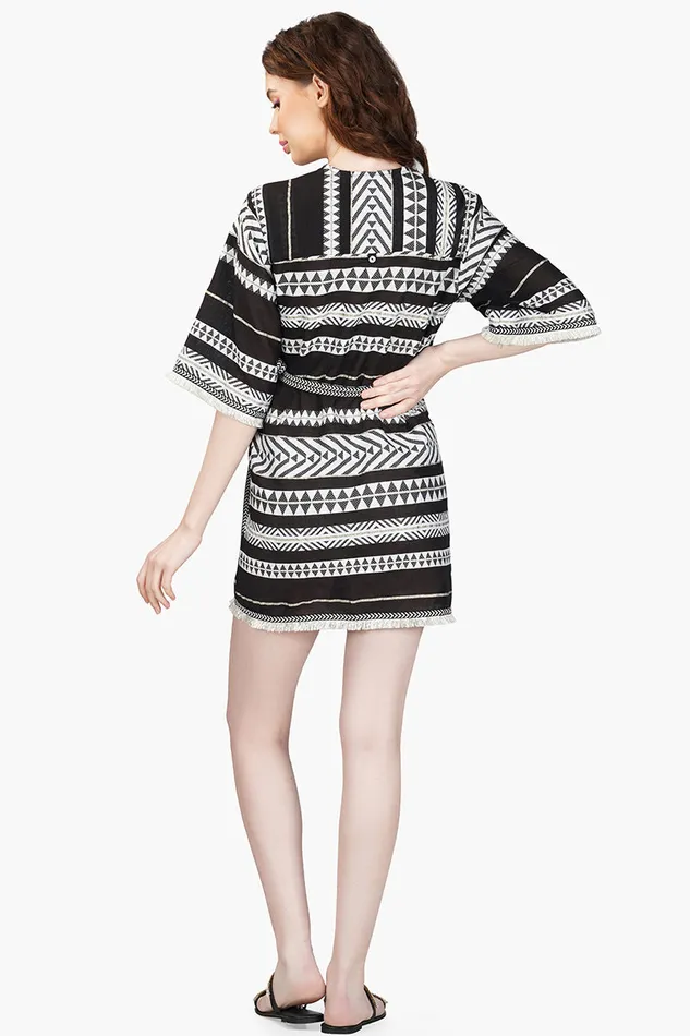 Dresses Women Lori Mexican Striped Kimono Cover Up Dress America and Beyond