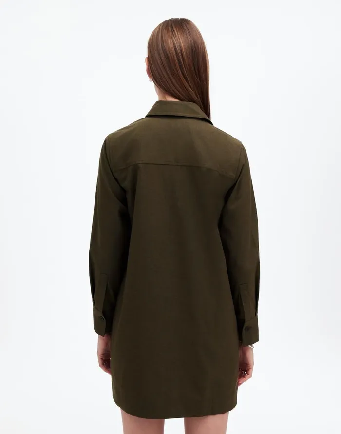 Dresses Women Madewell ButtonUp Mini Shirtdress Dark Olive Melange