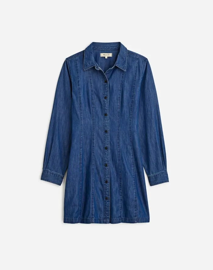 Dresses Women Madewell Denim Seamed Mini Dress In Clearfield Wash Clearfield Wash