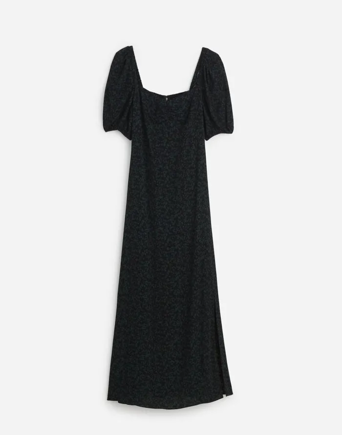 Dresses Women Madewell PuffSleeve Sweetheart Midi Dress Green Print
