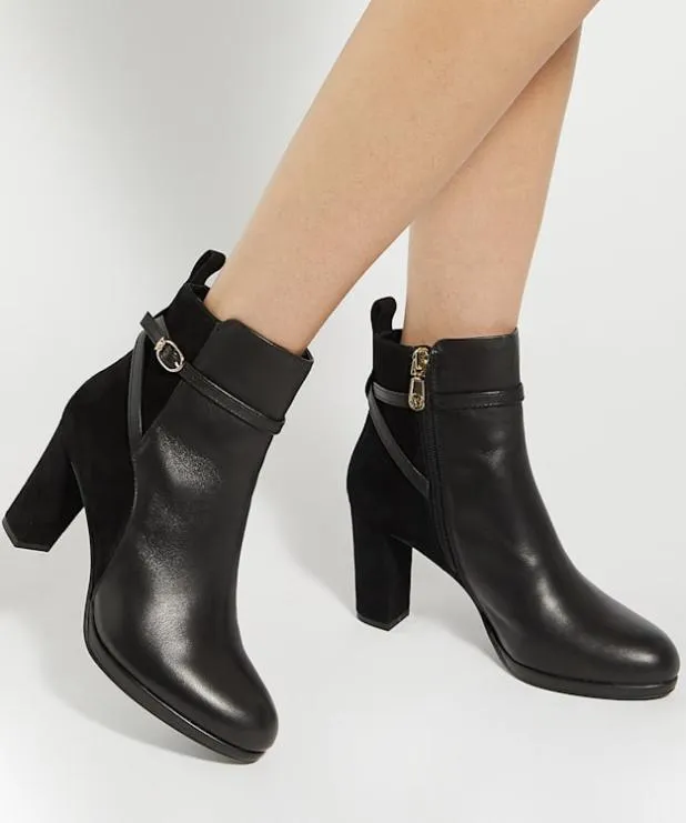 Dune London Ankle Boots Women Branded Buckle Heeled Ankle Boot Black