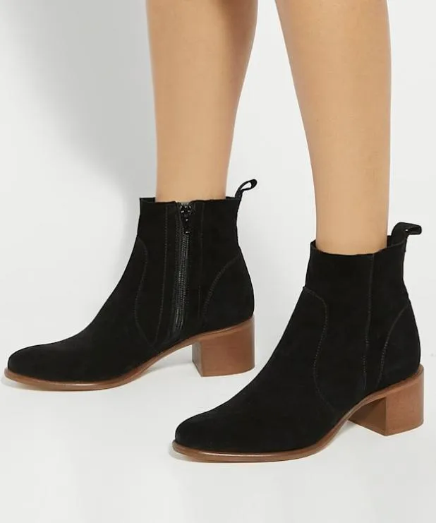 Dune London Ankle Boots Women Suede Block Heel Ankle Boots Black